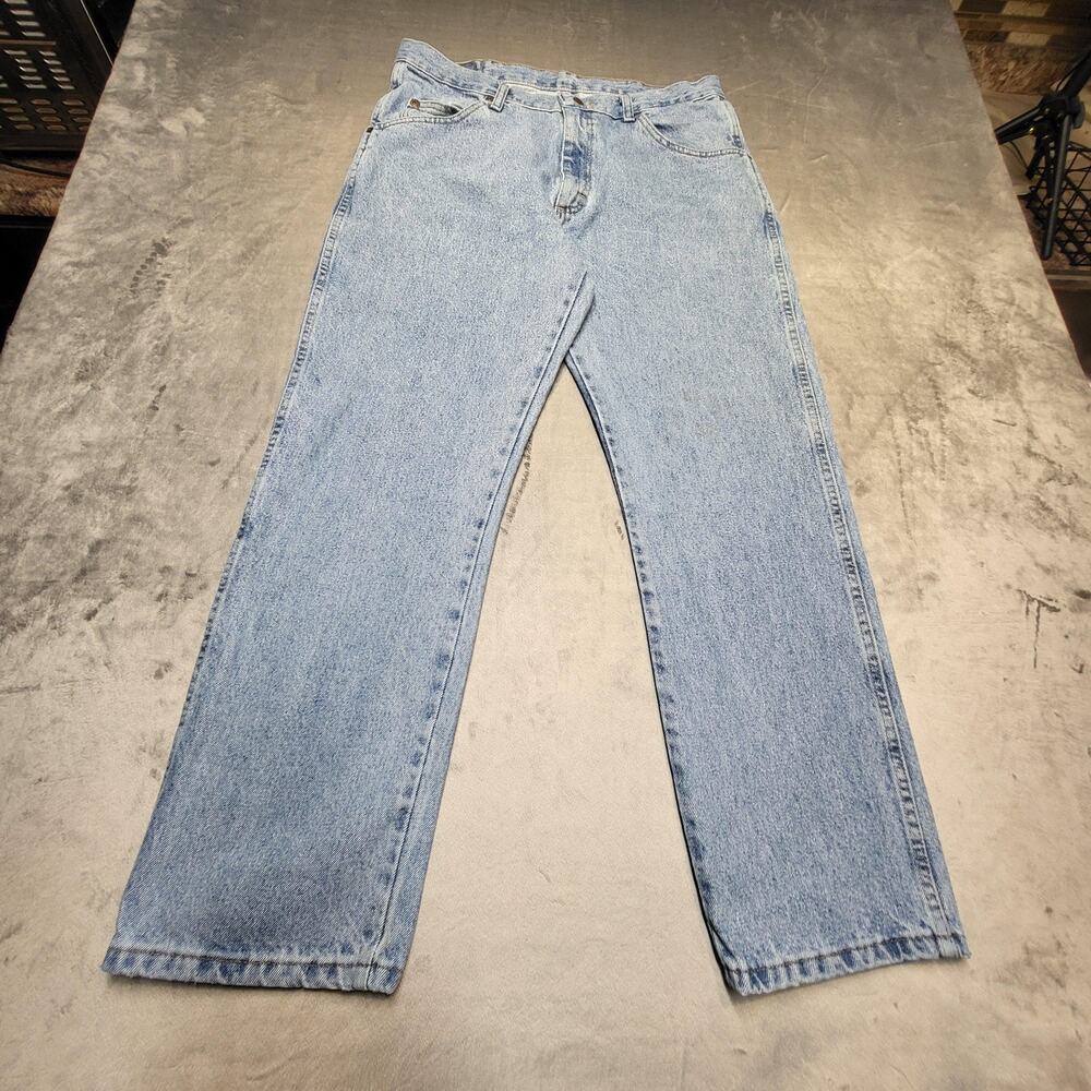 Wrangler Jeans Mens 34x30 Blue Denim Regular Fit 96501SL Relaxed Straight Leg